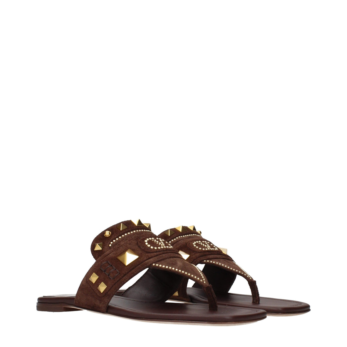 Sandalias Valentino Garavani de cuero marrón tipo chancla