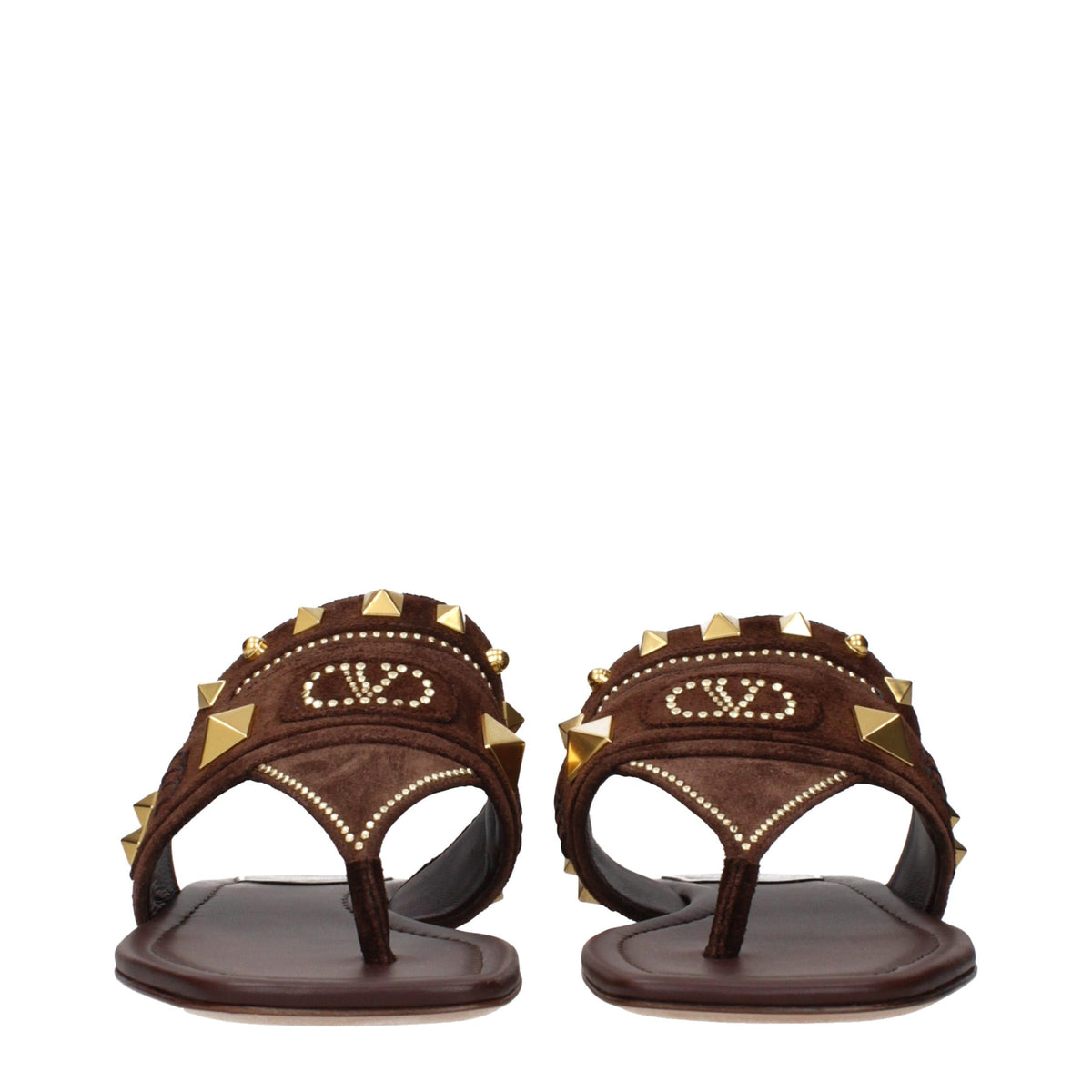 Sandales tongs en cuir marron Valentino Garavani