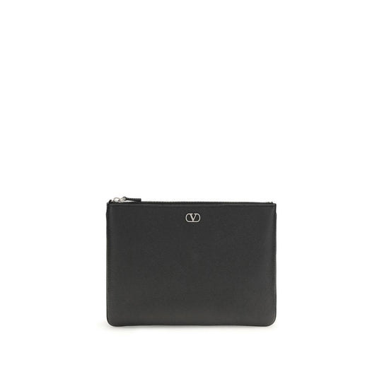 Valentino Garavani Borsa Clutch in Pelle di Vitello Nera Bos Taurus