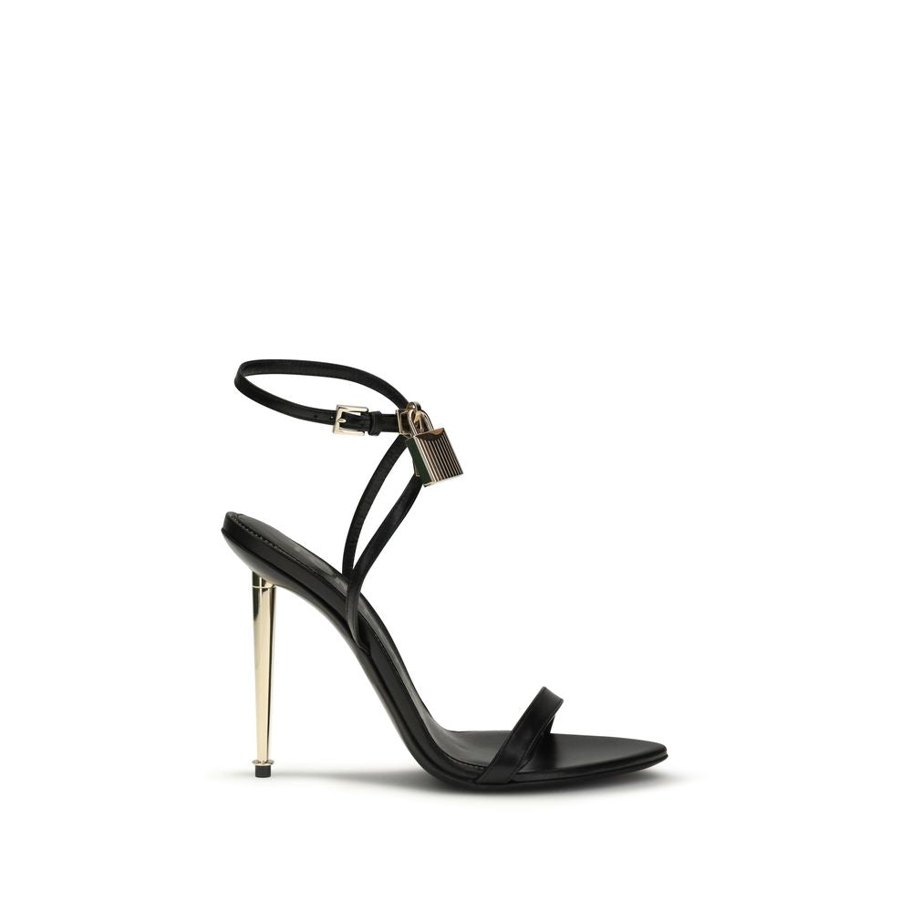 Sandali Tom Ford in pelle di capra nera con tacco a stiletto