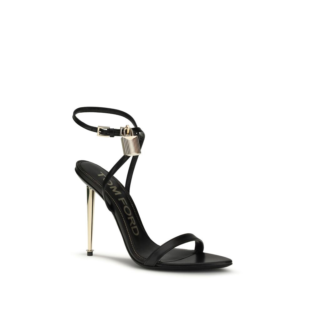 Sandali Tom Ford in pelle di capra nera con tacco a stiletto
