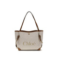 Borsa a spalla Chloé in cotone beige