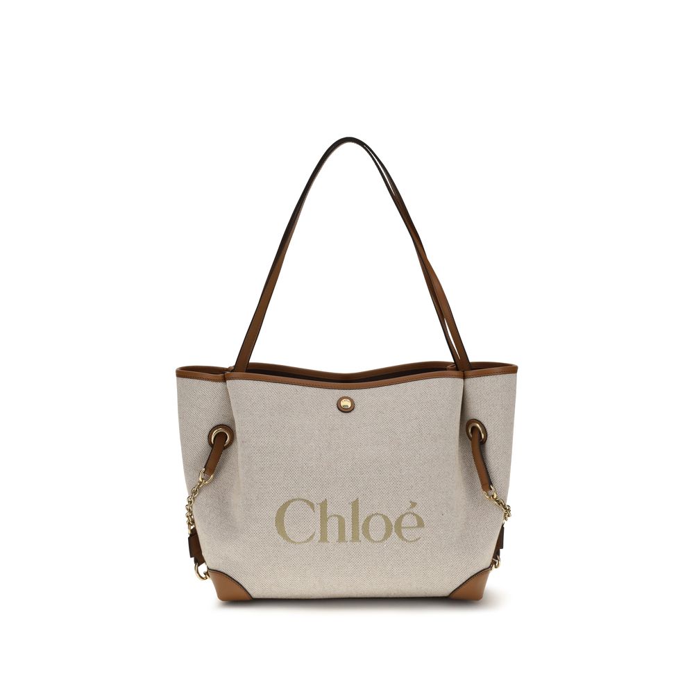 Borsa a spalla Chloé in cotone beige