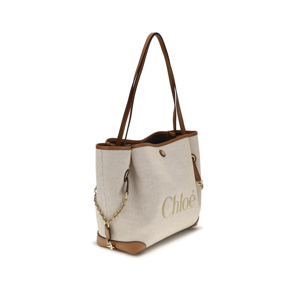 Borsa a spalla Chloé in cotone beige