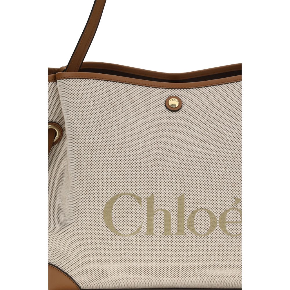 Borsa a spalla Chloé in cotone beige