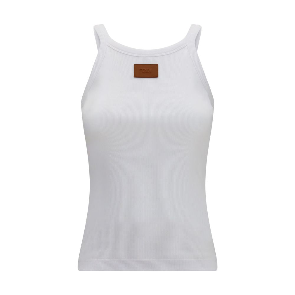 T-shirt sans manches Fendi en coton blanc