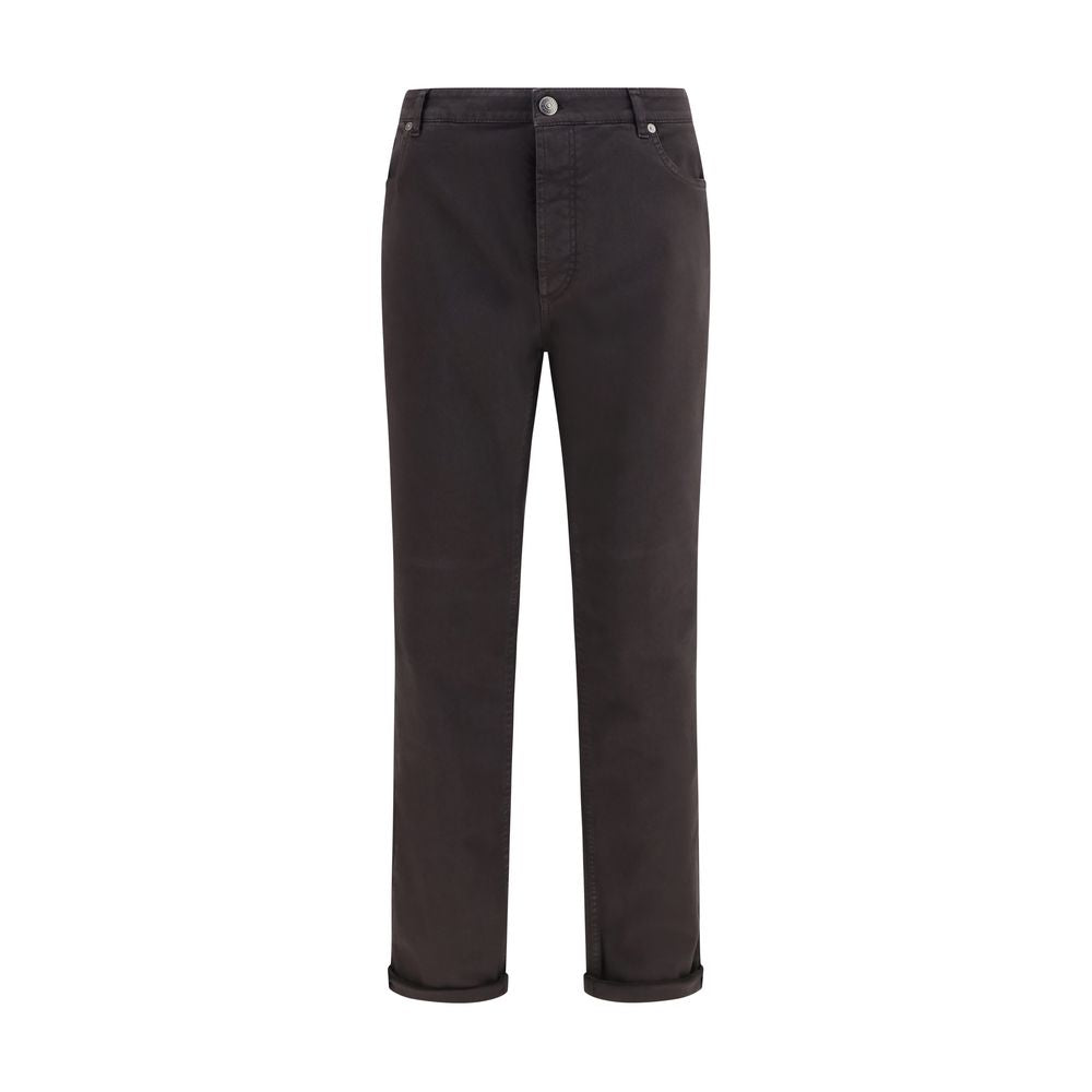 Brunello Cucinelli Braune Baumwoll-Jeans im Relaxed Fit