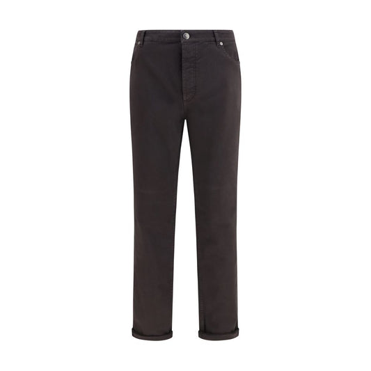 Jeans Brunello Cucinelli en coton marron, coupe décontractée