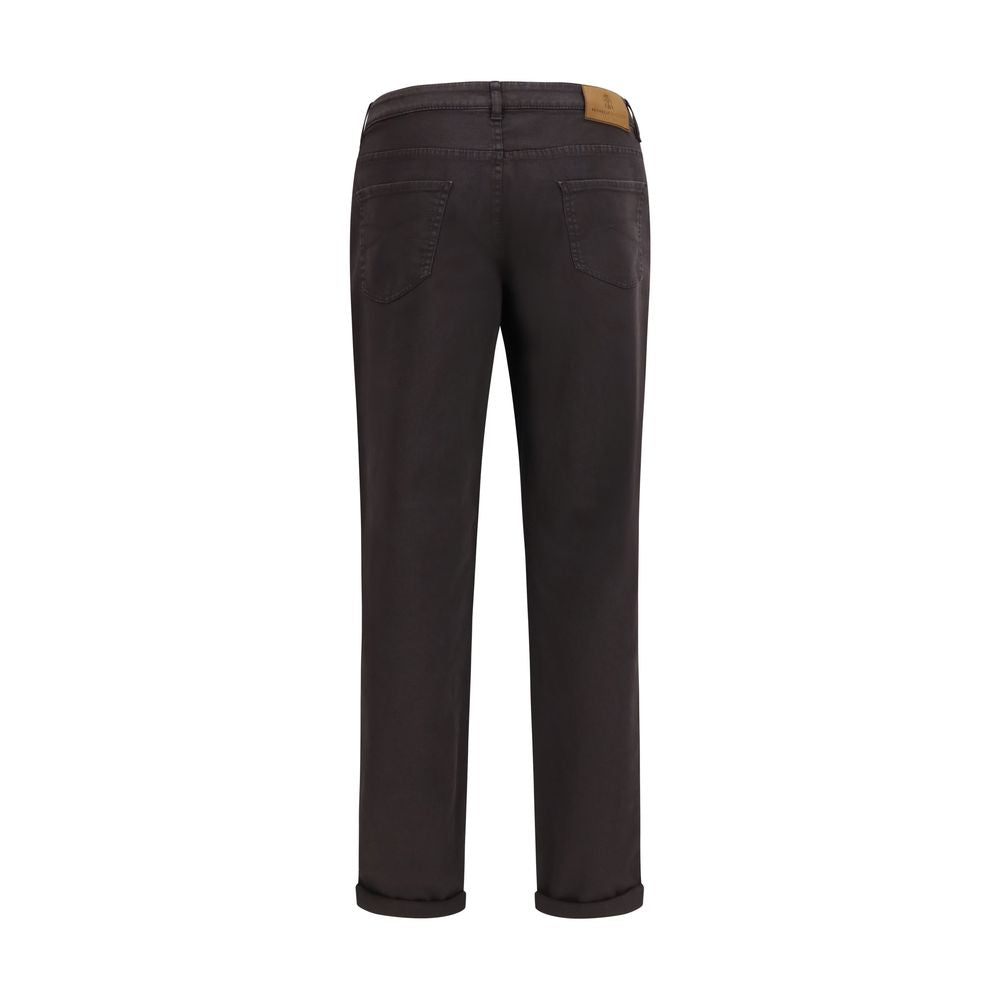 Brunello Cucinelli Braune Baumwoll-Jeans im Relaxed Fit