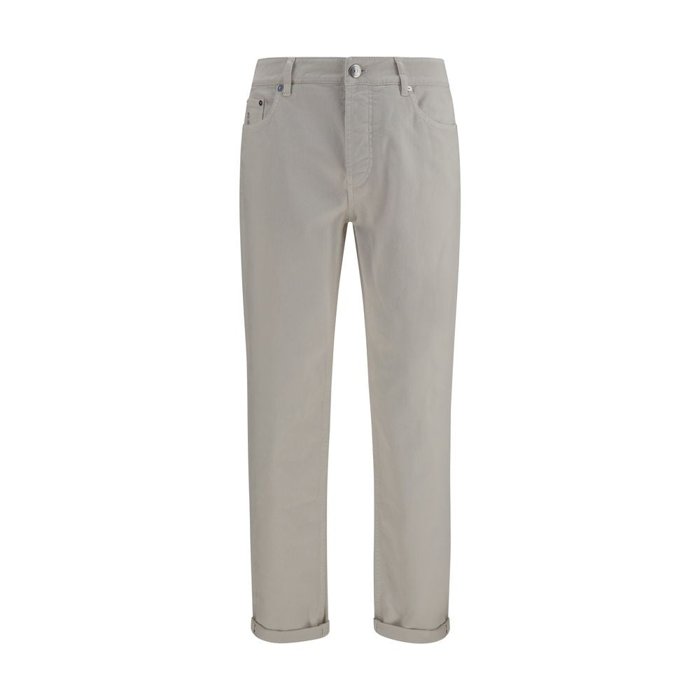 Brunello Cucinelli Jeans Bianchi in Cotone a Gamba Dritta
