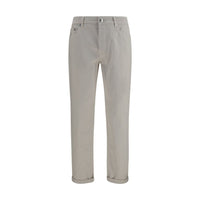 Brunello Cucinelli Jeans Bianchi in Cotone a Gamba Dritta
