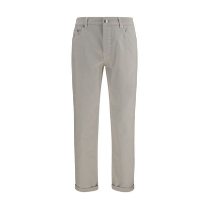 Brunello Cucinelli Jeans Bianchi in Cotone a Gamba Dritta