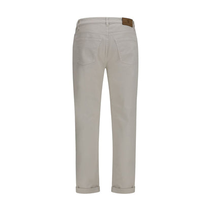 Brunello Cucinelli Jeans Bianchi in Cotone a Gamba Dritta
