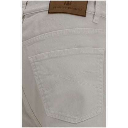 Brunello Cucinelli Jeans Bianchi in Cotone a Gamba Dritta