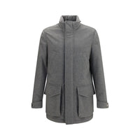 Brunello Cucinelli Gray Cashmere Full-Length Jacket