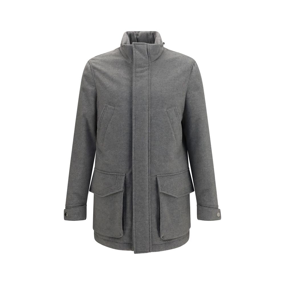 Chaqueta larga de cachemir gris Brunello Cucinelli