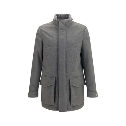 Brunello Cucinelli Gray Cashmere Full-Length Jacket