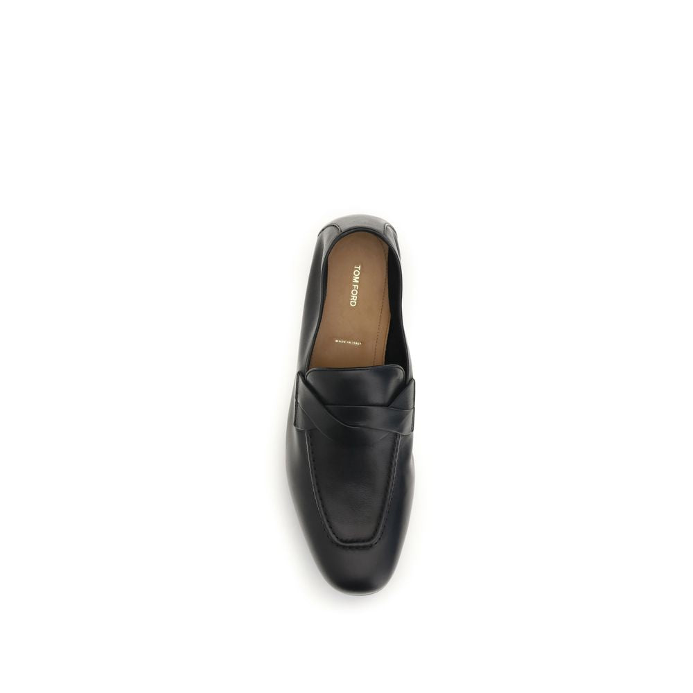 Mocasines sin cordones de piel de becerro negra Bos Taurus de Tom Ford