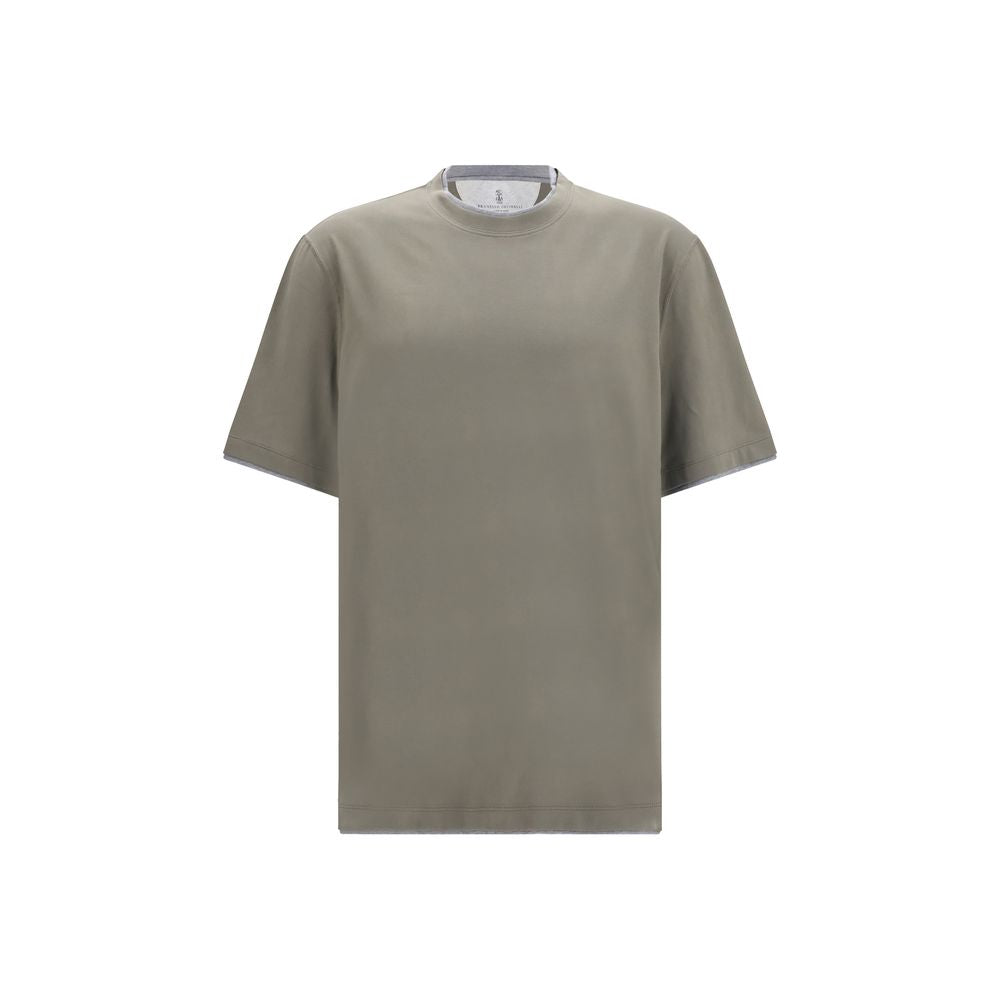 Brunello Cucinelli Bicolor-T-Shirt aus Baumwolle