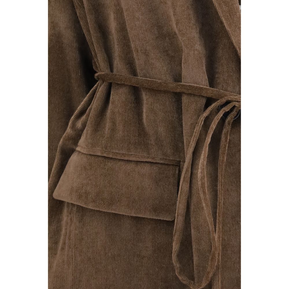 Chaqueta larga de viscosa marrón Brunello Cucinelli