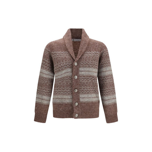 Cardigan Brunello Cucinelli Bordeaux in Alpaca Vicugna Pacos