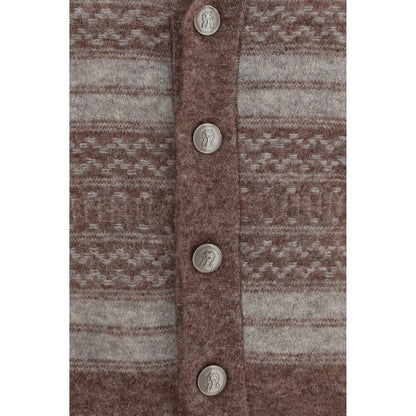 Cardigan Brunello Cucinelli Bordeaux in Alpaca Vicugna Pacos