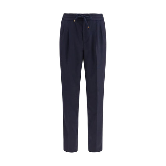 Pantalon décontracté Brunello Cucinelli en laine bleue Oves Aries