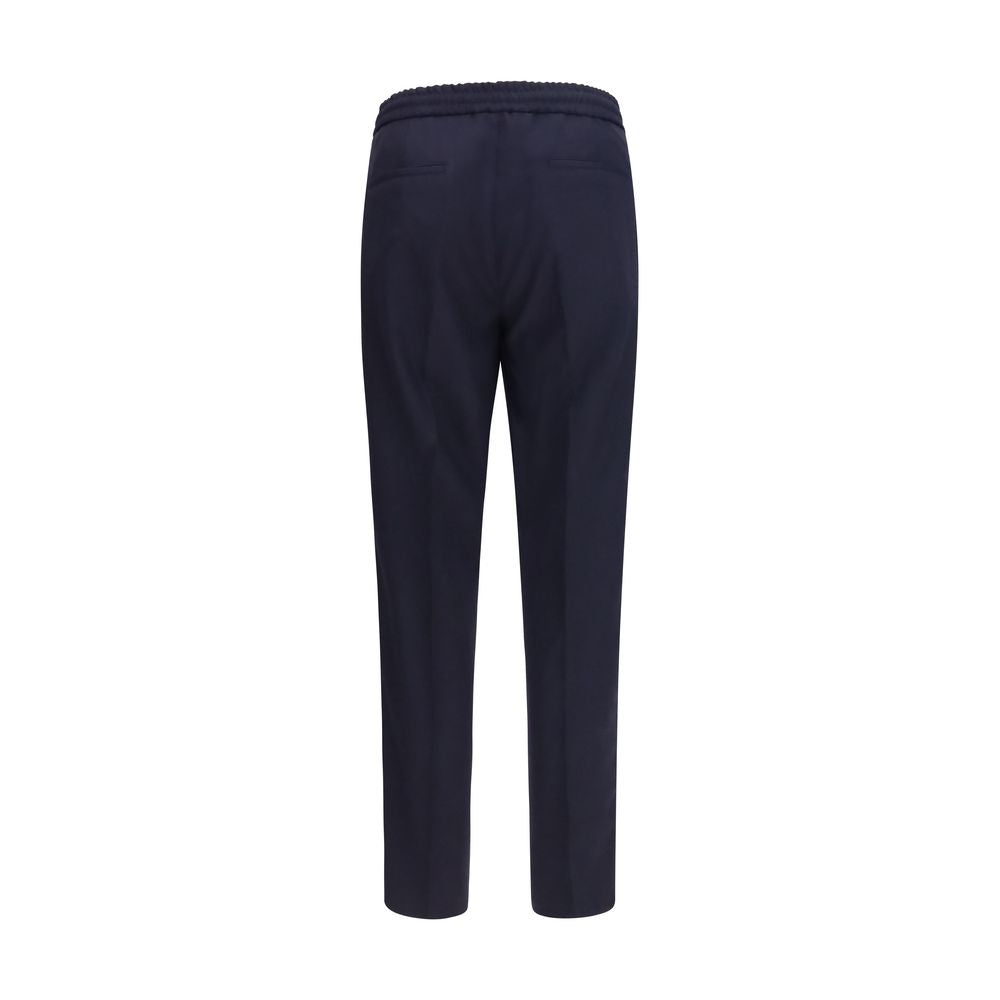 Brunello Cucinelli Pantalones Casuales de Lana Azul Oves Aries