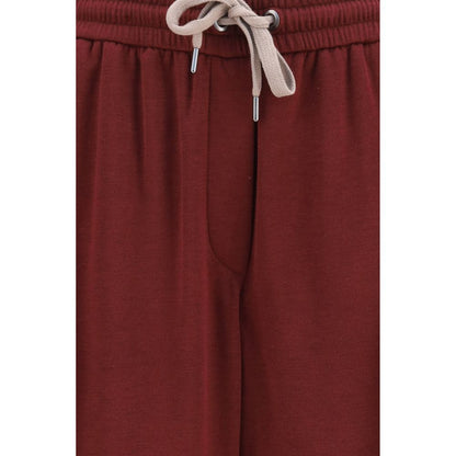 Brunello Cucinelli Bordeaux Cotton Athletic Pants
