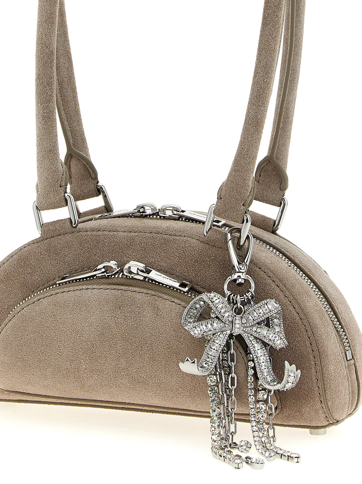 Self-Portrait Schultertasche aus grauem Lammleder