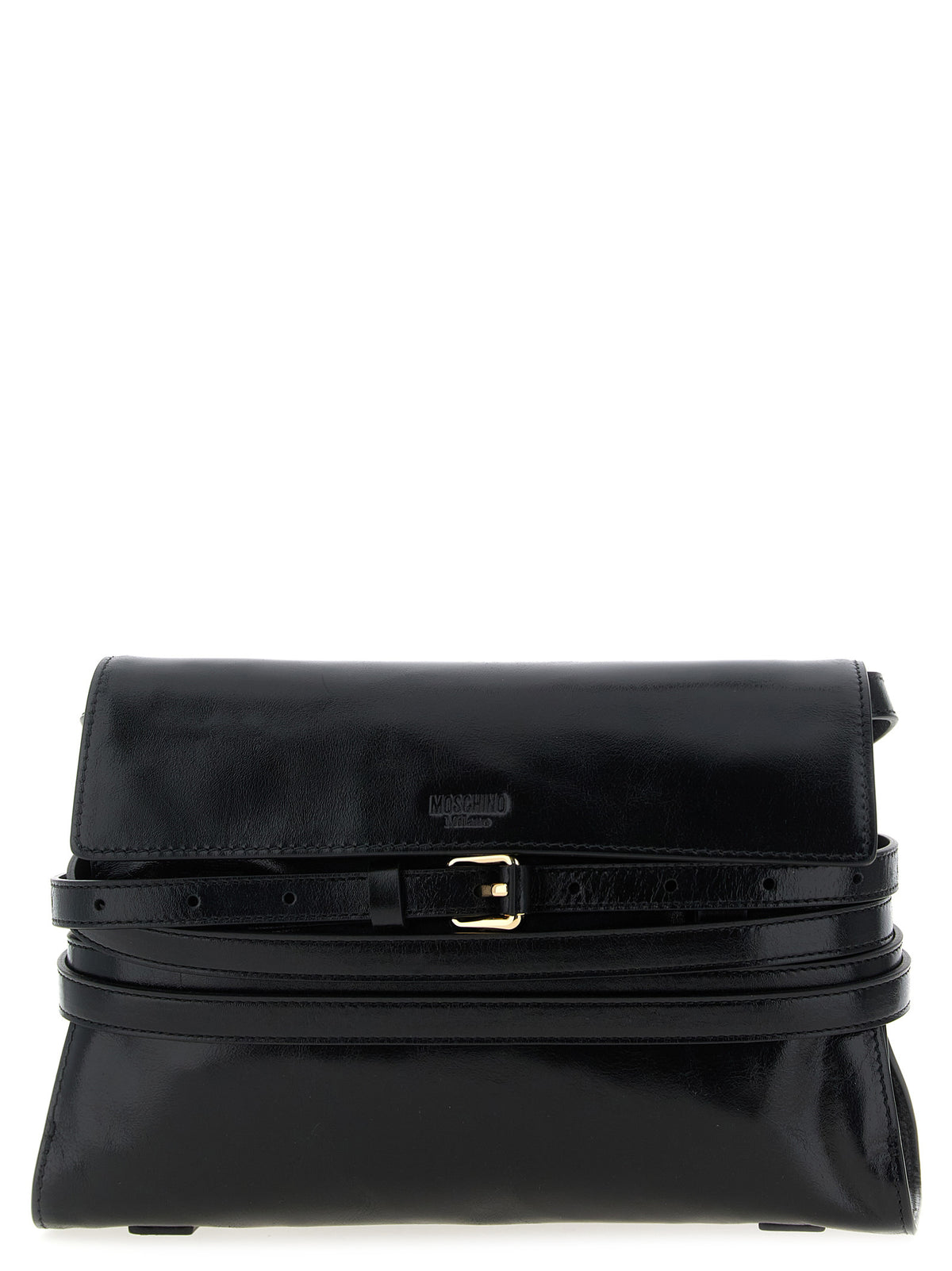Moschino Umhängetasche aus schwarzem Leder