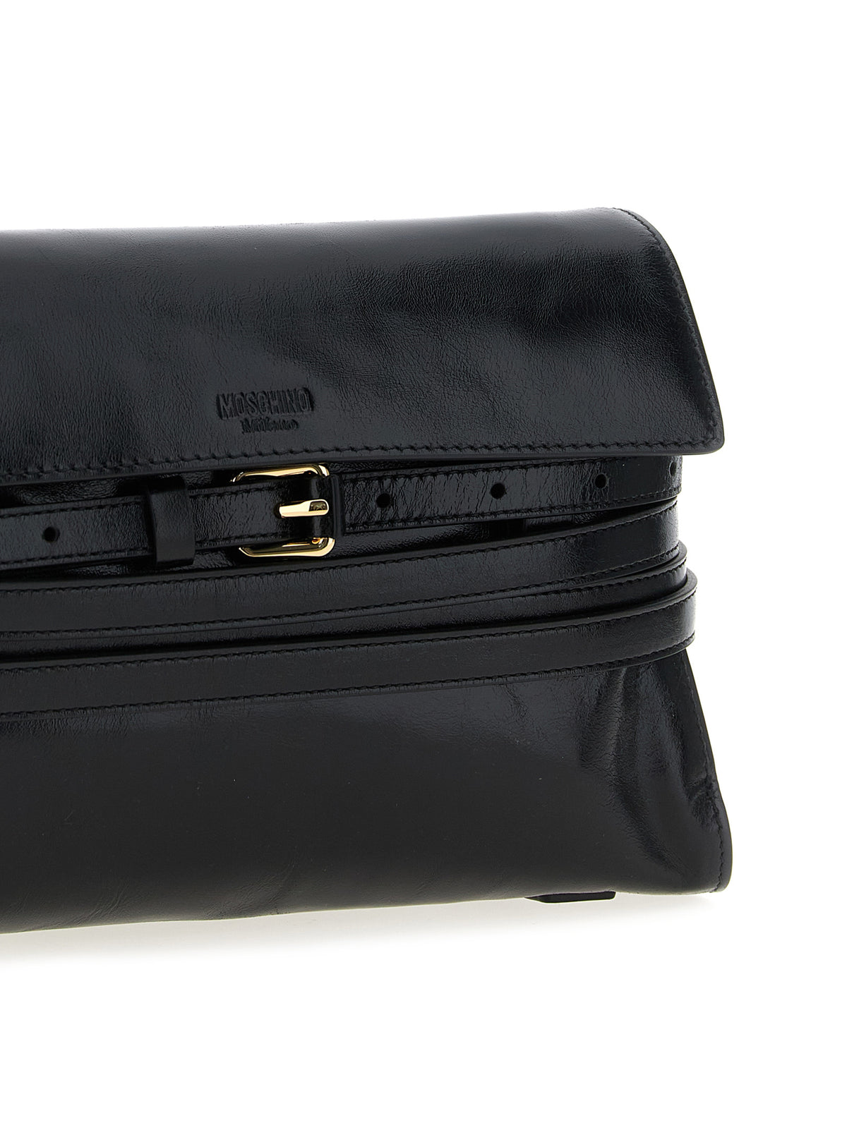Moschino Umhängetasche aus schwarzem Leder