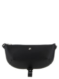 Bolso de hombro Courrèges de piel de becerro negra