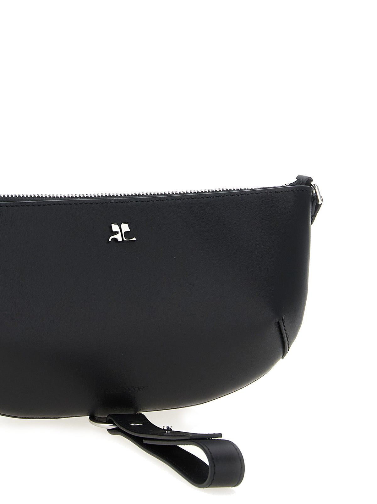 Courrèges Schultertasche aus schwarzem Kalbsleder