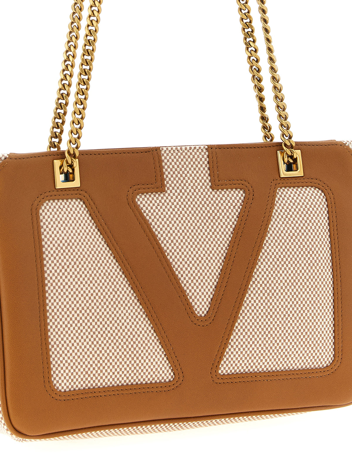 Valentino Garavani Schultertasche aus brauner Baumwolle