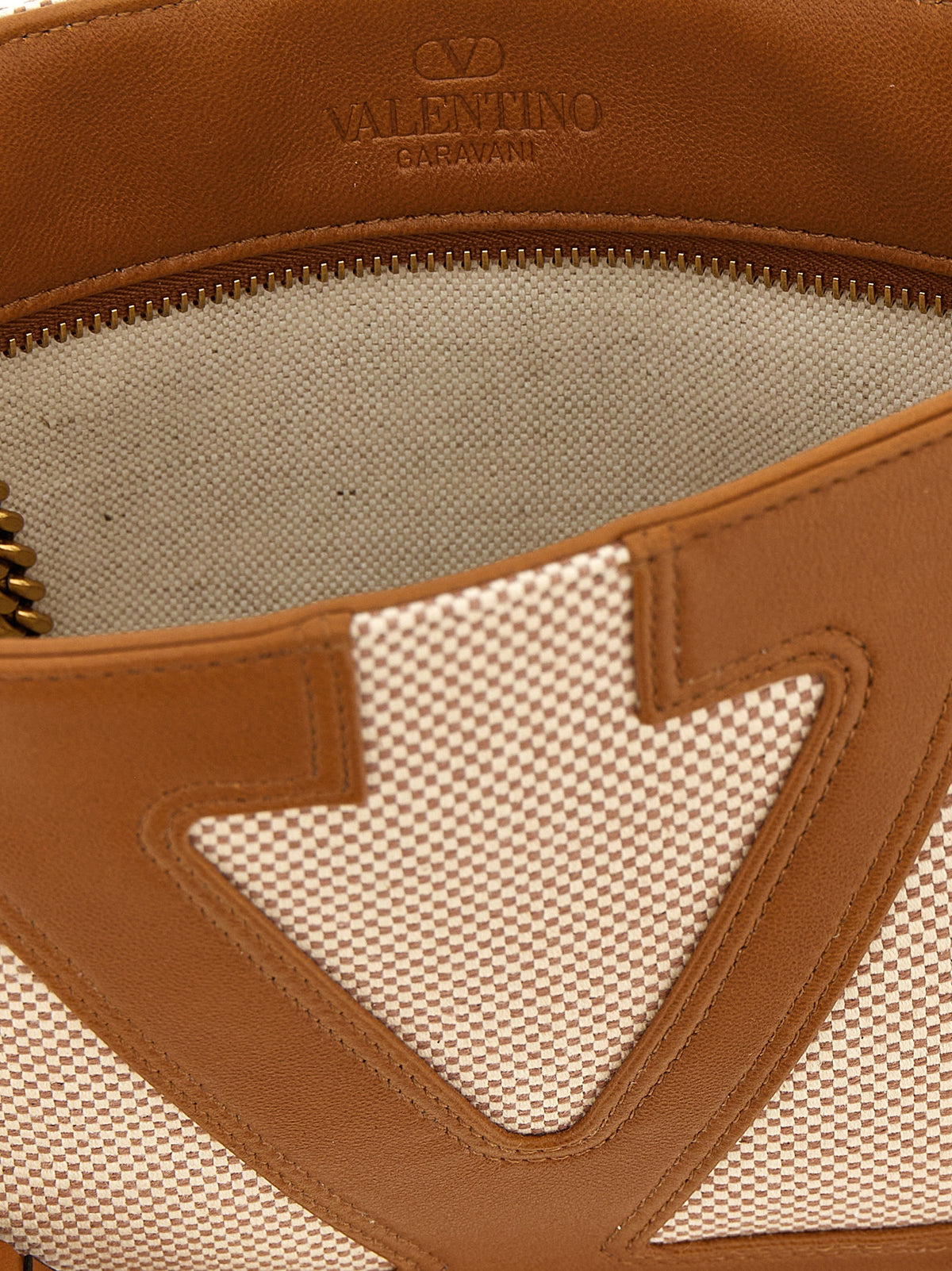 Valentino Garavani Schultertasche aus brauner Baumwolle