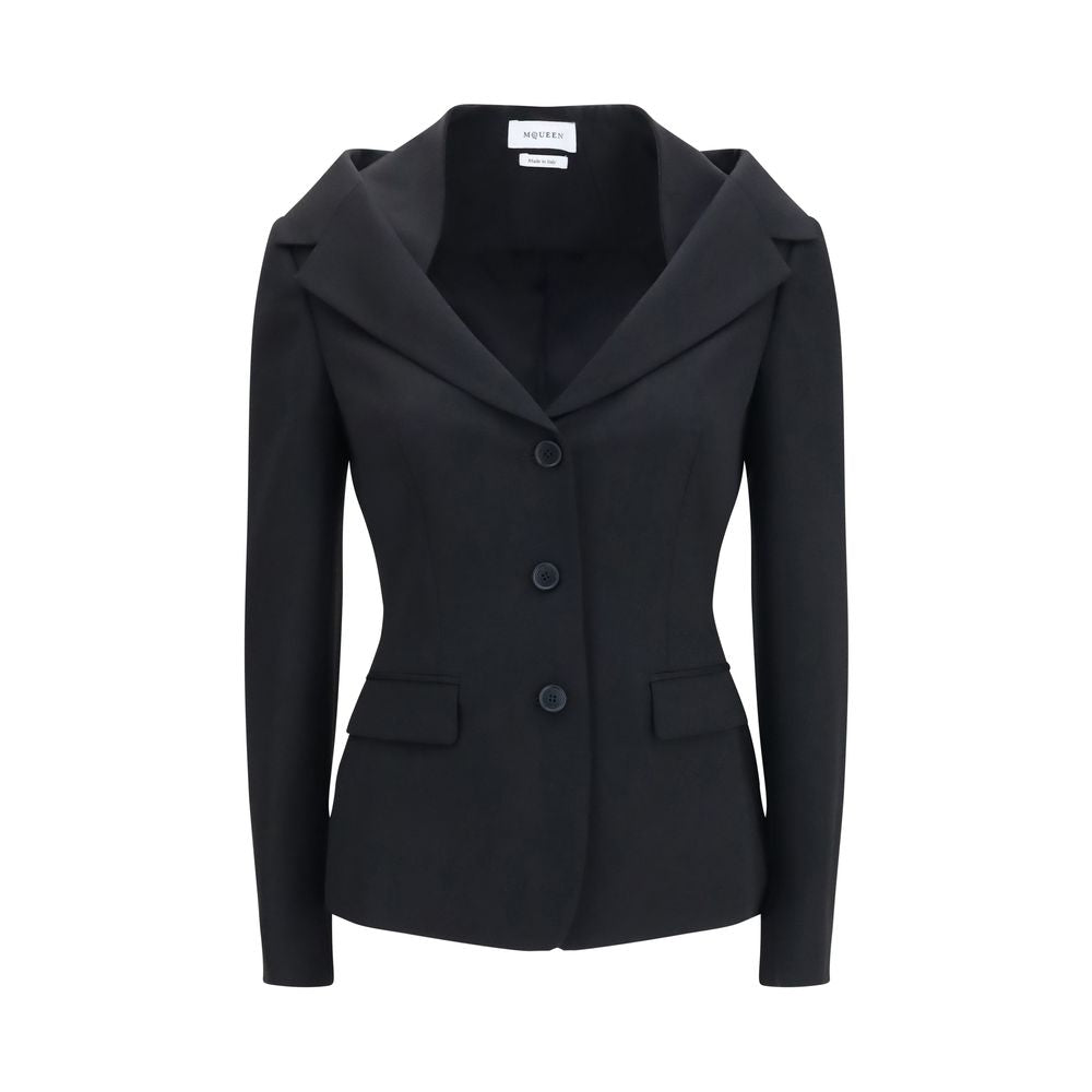 Veste longue en laine noire Oves Aries Alexander McQueen