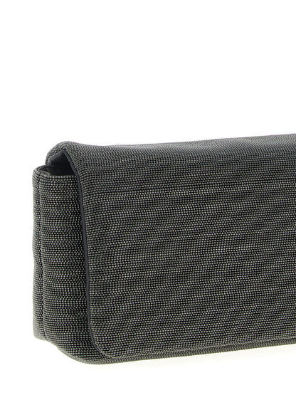 Brunello Cucinelli Black Leather Clutch Bag