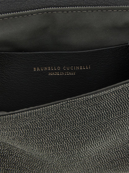 Brunello Cucinelli Black Leather Clutch Bag