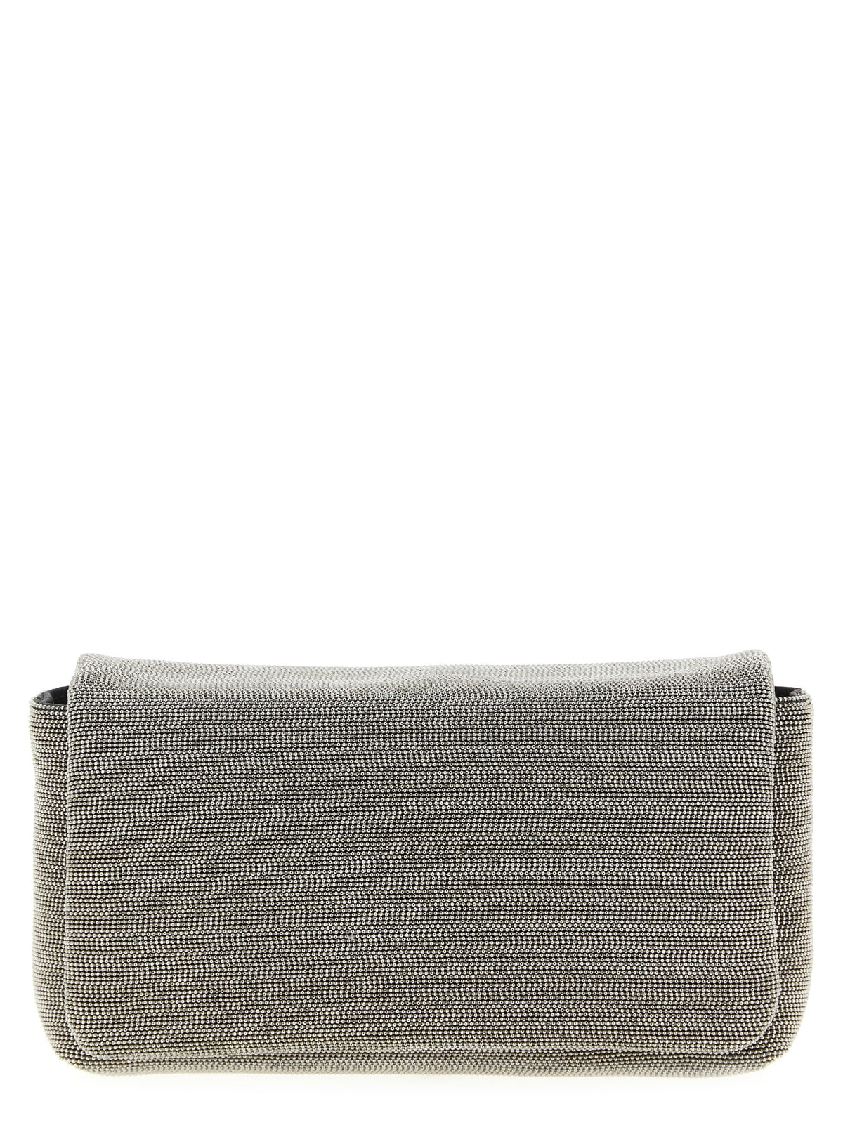Clutch in pelle color argento Brunello Cucinelli
