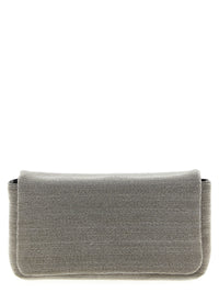 Clutch in pelle color argento Brunello Cucinelli