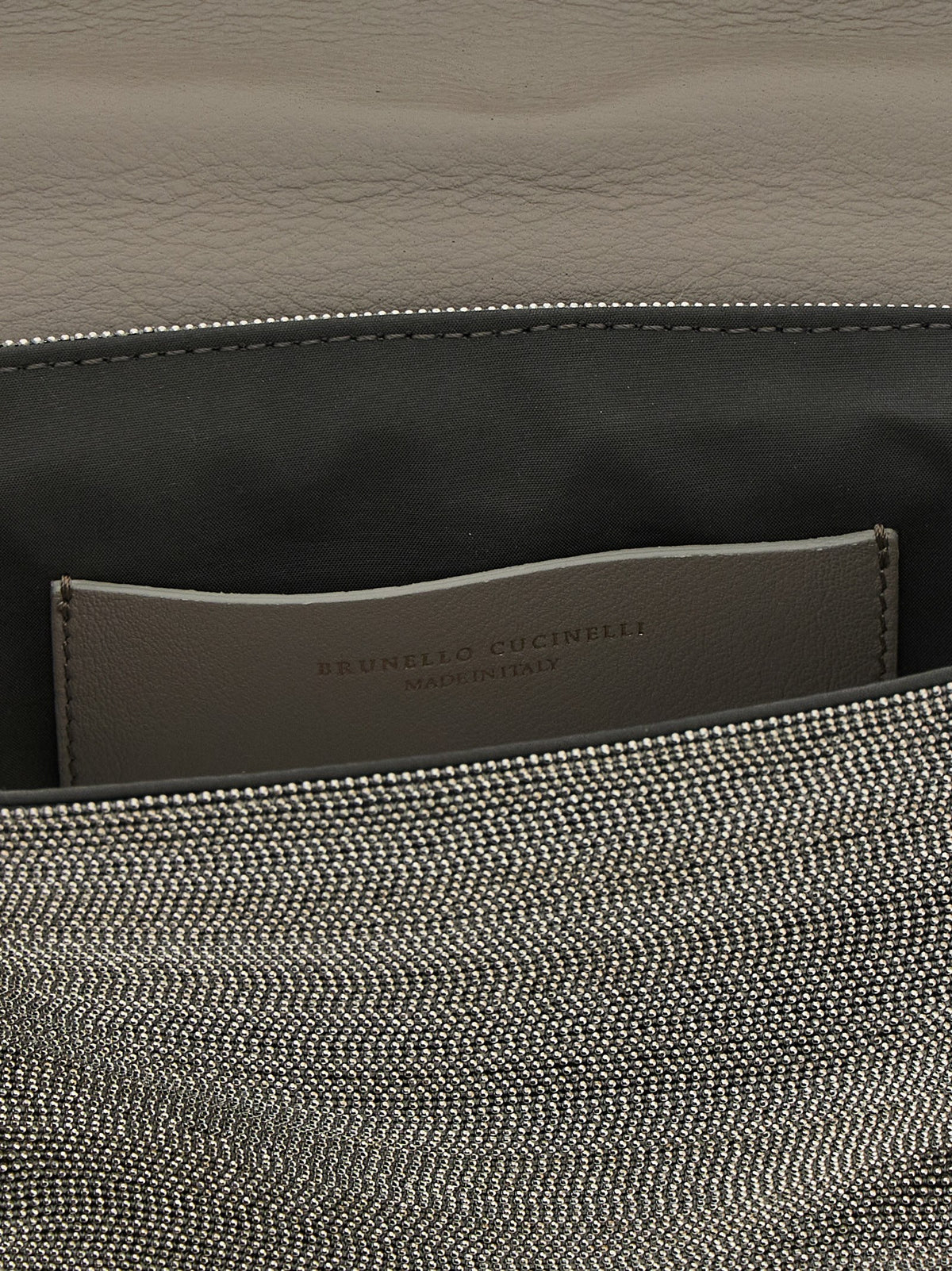 Clutch in pelle color argento Brunello Cucinelli