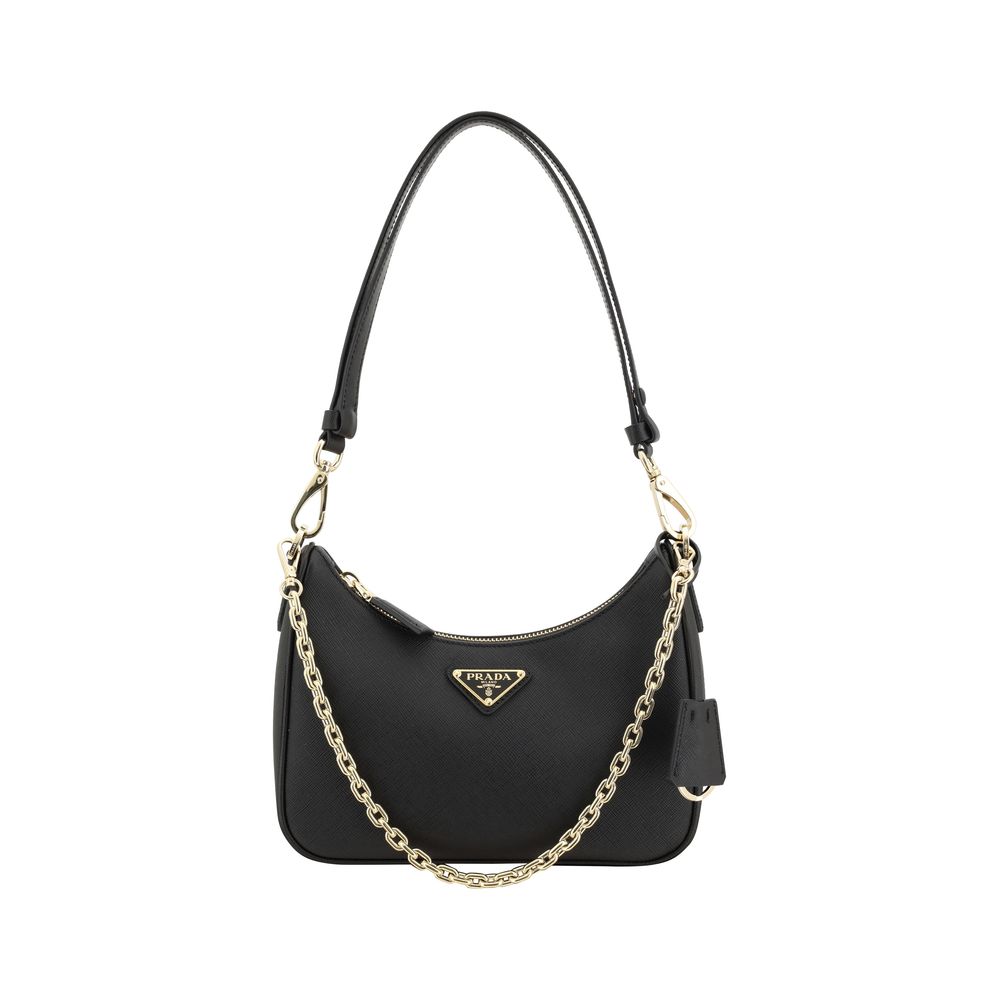 Prada Black Calf Leather Bos Taurus Shoulder Bag