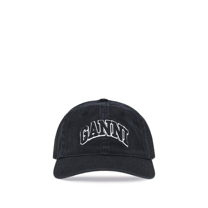 Ganni Cappellino Nero in Cotone (Berretto da Baseball)