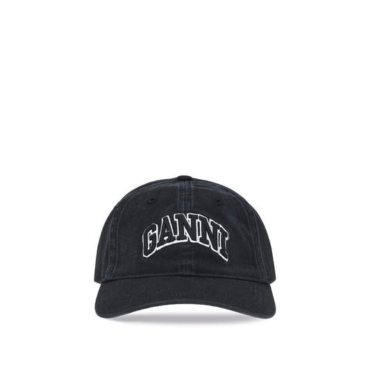 Ganni Cappellino Nero in Cotone (Berretto da Baseball)