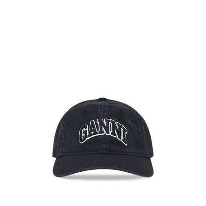 Ganni Cappellino Nero in Cotone (Berretto da Baseball)