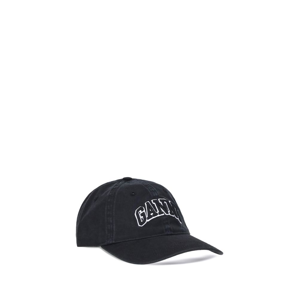 Ganni Cappellino Nero in Cotone (Berretto da Baseball)