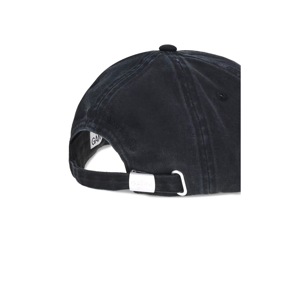 Ganni Cappellino Nero in Cotone (Berretto da Baseball)
