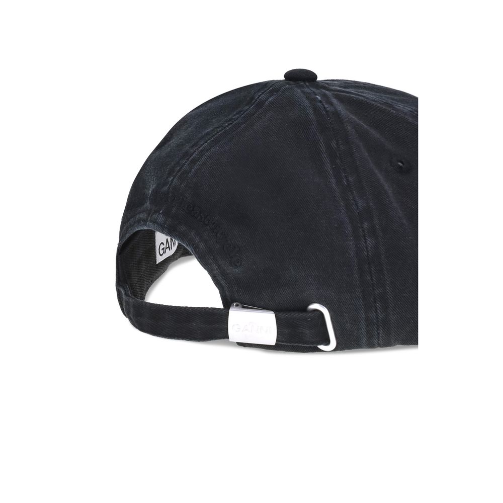 Ganni Cappellino Nero in Cotone (Berretto da Baseball)
