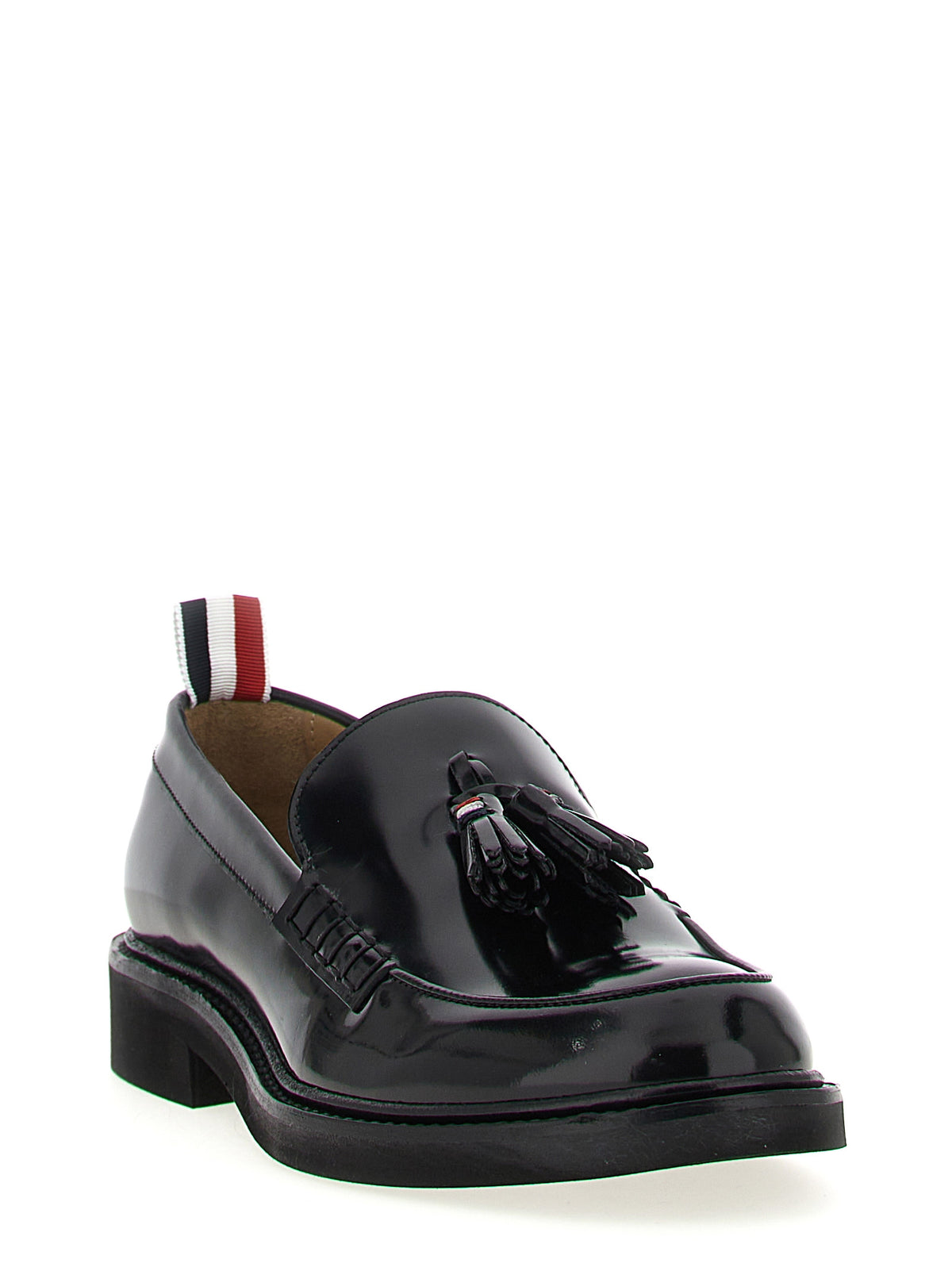 Mocassins à enfiler en cuir de veau noir Thom Browne